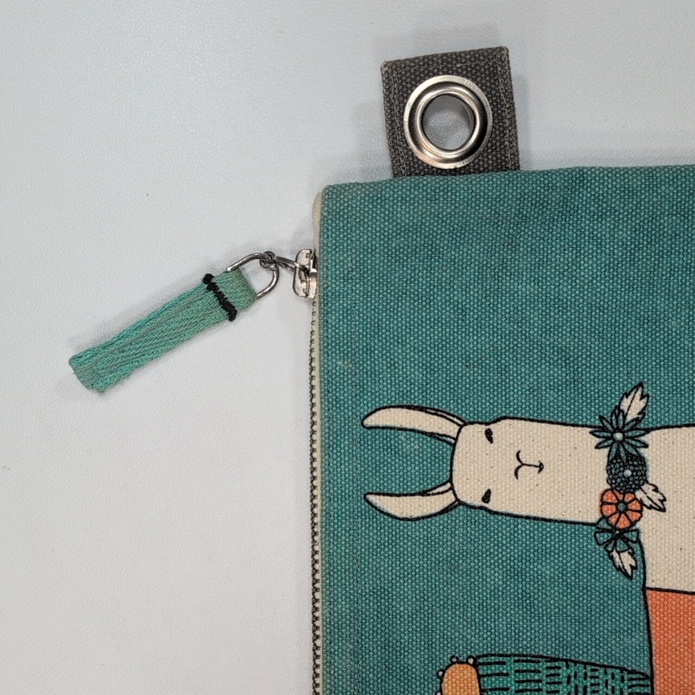 Danica Studio Llamarama large cotton canvas zipper pouch. 9.25" X 6.75" - Picture 5 of 7
